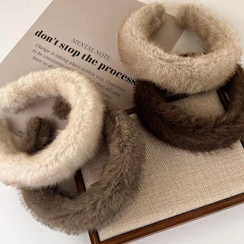 Retro Imitation Nerz Daunen Stirnbänder Neue Mode Pelziges Breites Haarband Damen Temperament Haarreif Dame Party Haarschmuck Geschenk