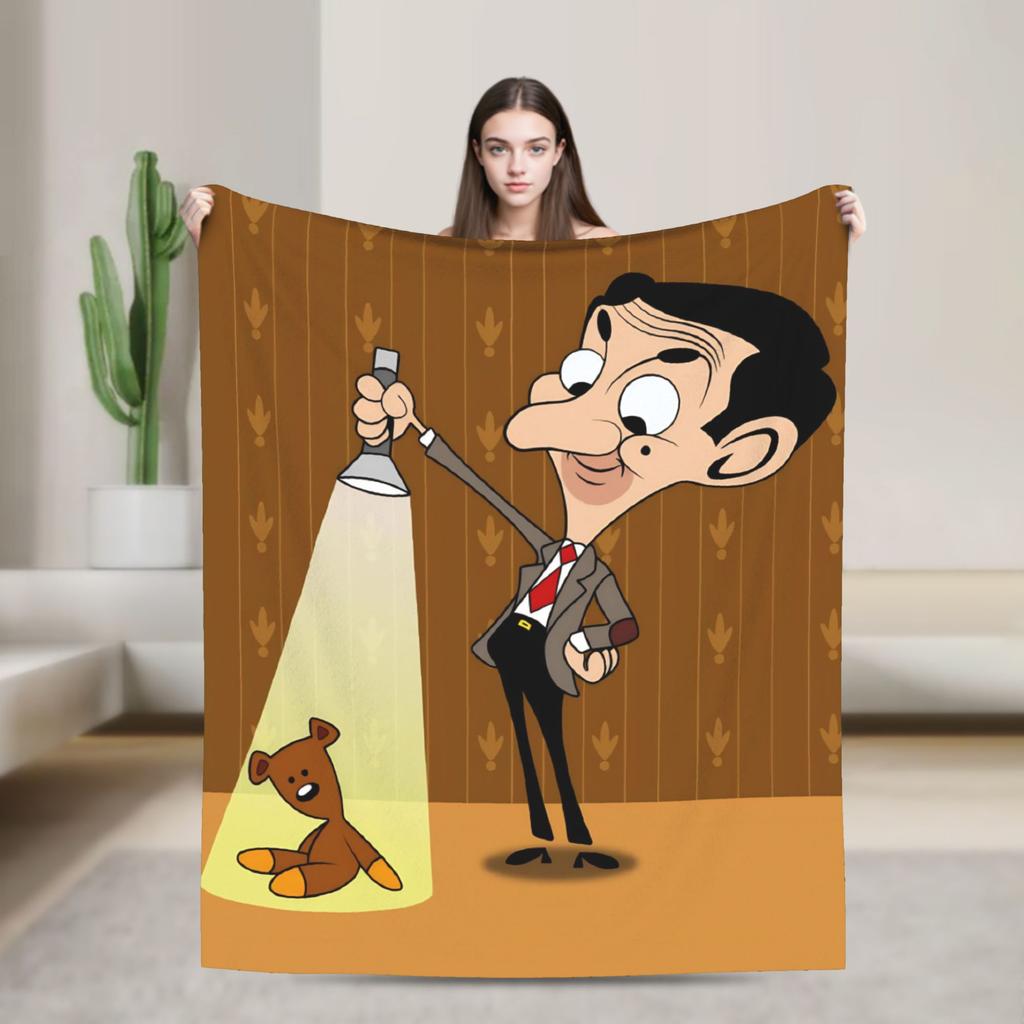 Mr. Beans Teddy Bear Blankets Fleece Spring/Autumn Cartoon Multifunction Soft Throw Blanket For Bedding Travel Bedding Throws