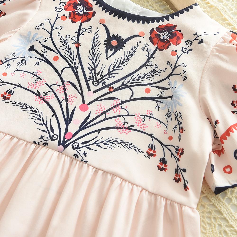 Summer Girls Ethnic Print Dress Kids Vacation Princess Dress For Beach Holiday Wear
