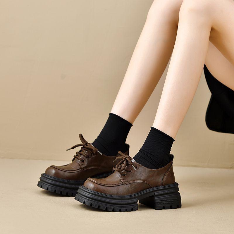 Fashion versatile and comfortable skirt women's single shoes spring and summer new British style small leather shoes women