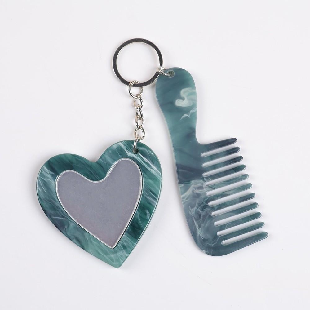 Simple Comb Mirror Keychain Mini Heart Car Keyring Creative Keychain Pendant Gift
