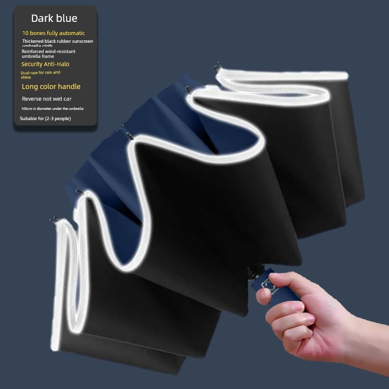 Umbrella with Enlarged Canopy, Thickened and Reinforced, Uv-Resistant, Compact and Portable, Dual-Use for Women and Men, Fully Automatic Sunshade