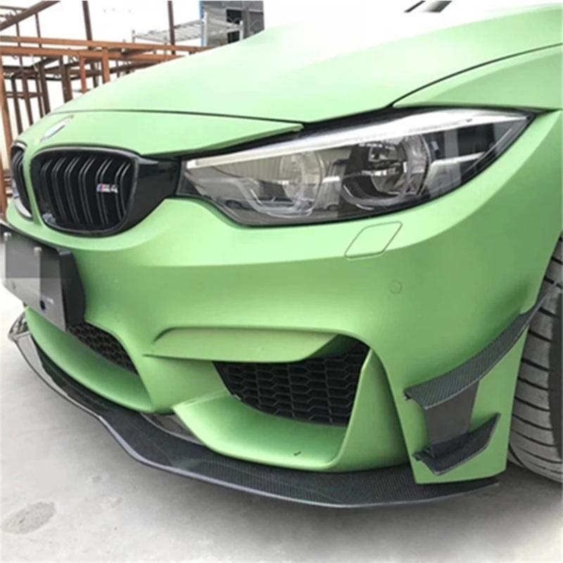 Lip Fin Splitter Spoiler Canard Sticker 6pcs Glossy Black Carbon Fiber Car Styling Front Bumper