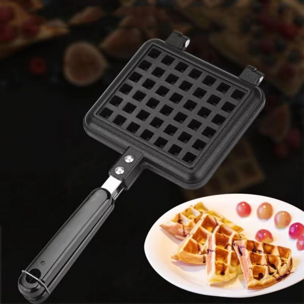 Square Waffle Baking Mold Long Handle Waffle Maker Machine Easy Clean Toast Frying Pan  Stove Top