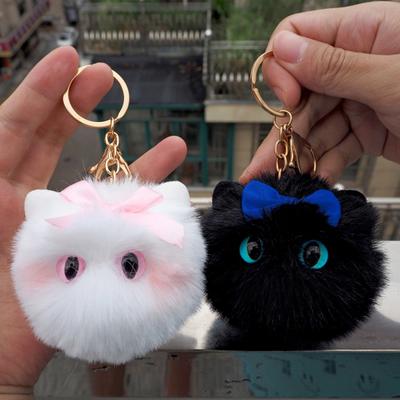 Kožešina Ball Keychain Cat Soft Pompom Animal Tail Hair Ball Keychain Ladies