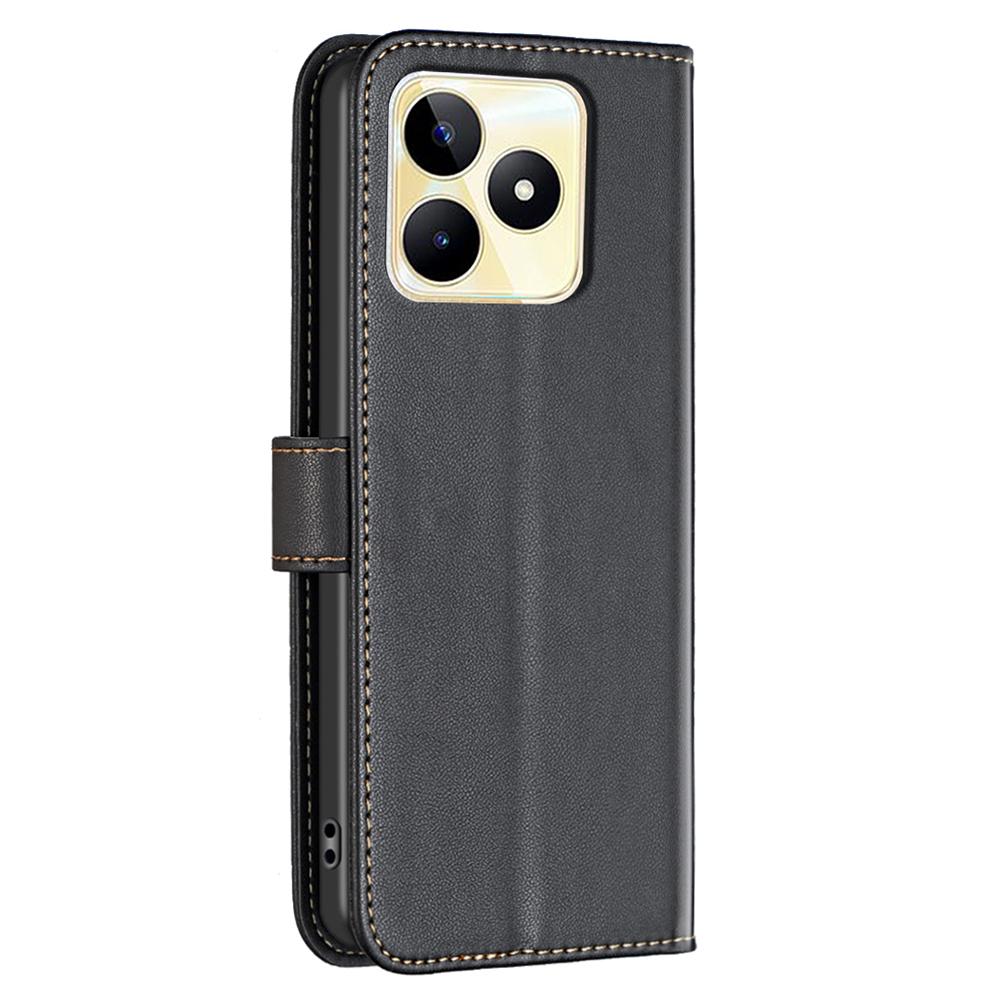 BINFEN COLOR BF17 For Realme C53 (Global)/C53 (India)/C51 Phone Cover Wallet Stand Design Dustproof TPU+PU Leather Case