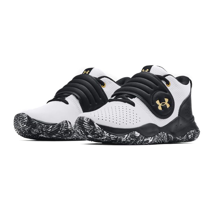 Under Armour Zone BB GS White Black Gold Kids Sneakers 3024262-102