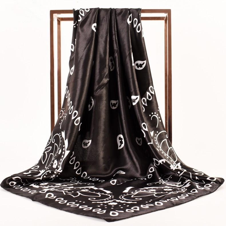 2025 Luxury Design Print Silk Square Scarf Women Soft Satin Horse Hairband Neckerchief Office Hijab Headband Foulard Bag Ribbons