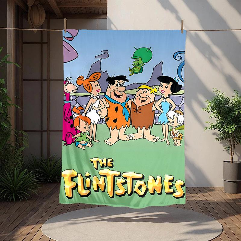 Flintstones Flannel Blanket Soft Warm All-Season Throw, Design for Camping, Car Travel, Hiking Sofa, Bed, Office Perfect Gift for Parties