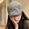 Retro Japanese Beret Women's Spring and Summer Checkered Newsboy Painter Hat Forward Hat Suitable for Outdoor Leisure