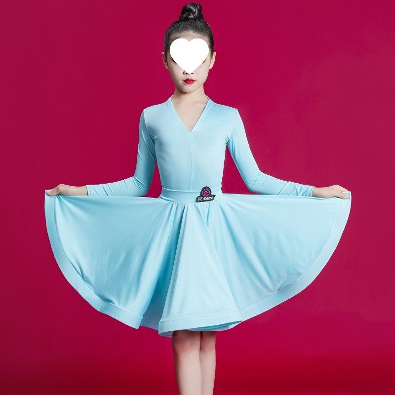 

Бальный латиноамериканский костюм платье для соревнований для девочек юбки одежда для практики танцевальный костюм танго самба ча-ча из двух частей 120 синий