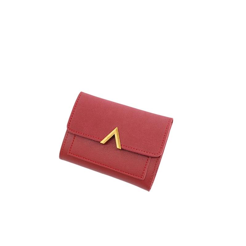 

Fashionable Korean-style Women s Wallet With Metal Elements, 2 Folds And Convenient Cover-opening Design Red