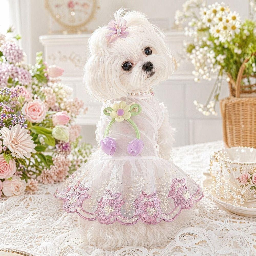 Thin Mesh Cat Strap Puff Skirt Lightweight Pet Sleeveless Dress Puppy Summer Clothing Outdoor