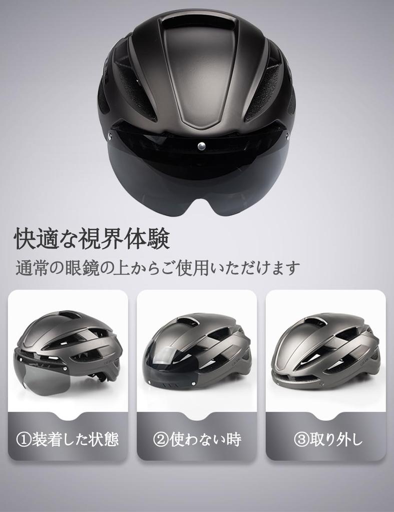 Jovno Bicycle Helmet for Adults Large Extra Large Size Cycle Helmet Lightweight 18 Vents Magnetic Goggles with LED Light XXL 58-65cm (Black)