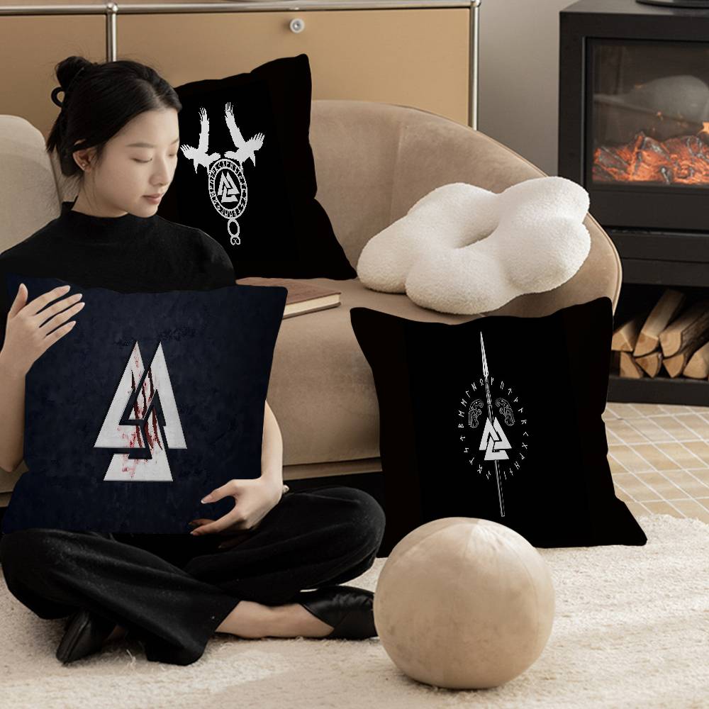 V-Valhalla V-Valknut Pillow Cover Design cushion Cover decor Holiday Decorati