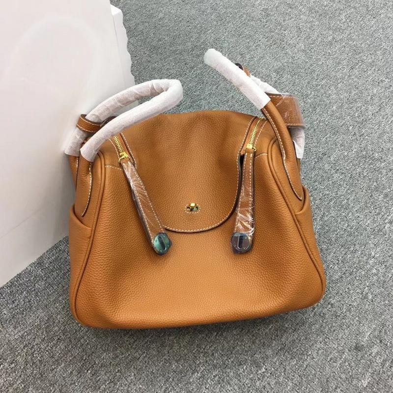 2026 New Genuine Leather Women's Bag Top Layer Cowhide Togo 30cm Lindi Crossbody Medicine Cross-border
