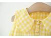Girls' Plaid Sleeveless A-line Dress with Peter Pan Collar and Bunny Bag