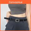 Chic Vintage Women's Waist Belt Stylish Pu Material Simple Design Square Buckle