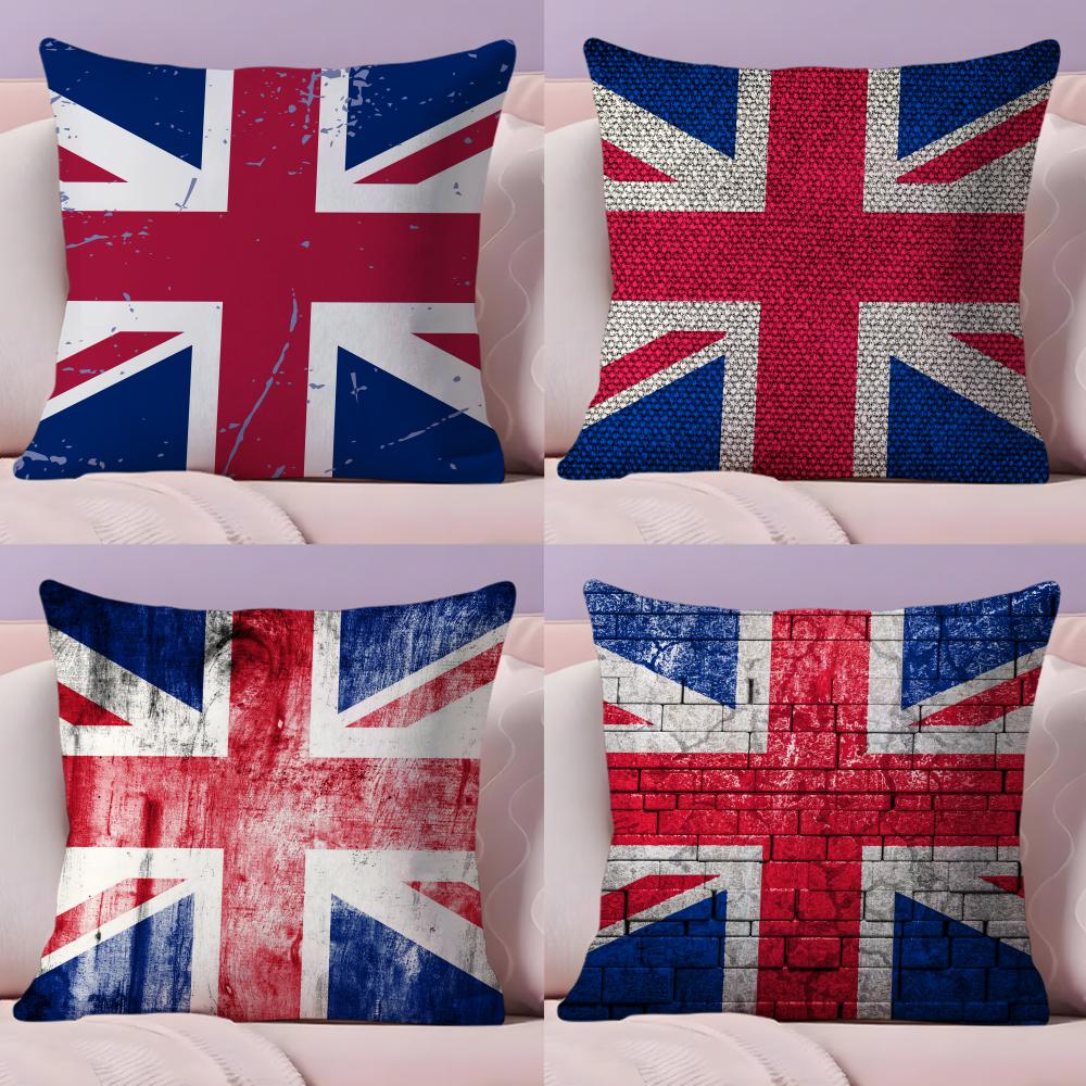 Union Jack Flag Cushion Cover Plush Fabric Soft Double-Sided Printed Sofa Warm Winter Home Gift Pillow Cover