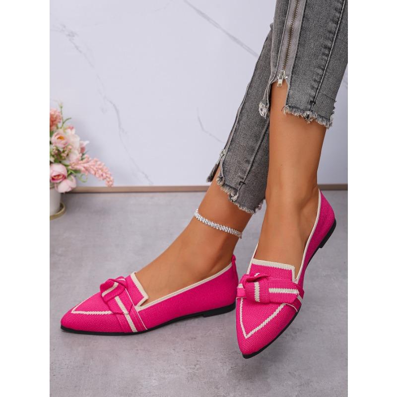 Velká velikost pletené prodyšné boty s plochou podrážkou dámské kombinézy, mašle, mělké nazouvací líné pracovní boty boty