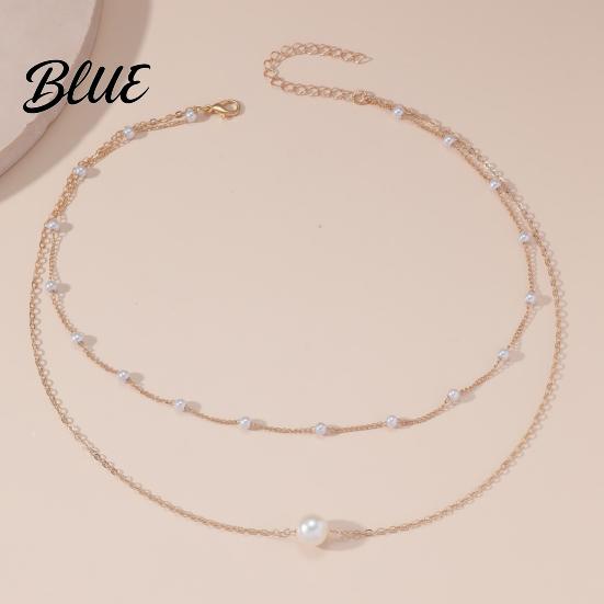 Double-layered Necklace Women Faux Pearl Decor Heart Pendant Lady Layered
