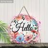 2D Flat Hello Wooden Sign with Chrysanthemum Pattern - Charming Decorative Plaque - Ideal for Home, Office, Yard Decor