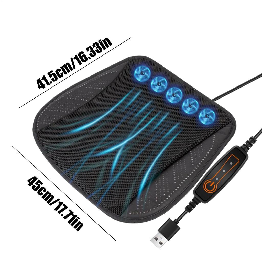 Ventilated Seat Cushion Cooling Car Seat Pad 3-speed Ergonomic Supportive Mat for Vehicle Car Seats, Home, Office Chairs