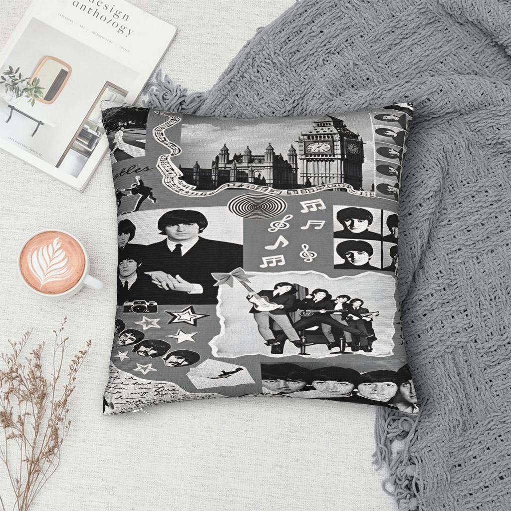 Beatled Music Pillow Cover Comfy Cushion Cover Retro Trendy Pillow Case For Living Room Sofa