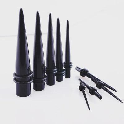 Trendy Black Cone Acrylic Ear Expander - Non-Mainstream European & American Style