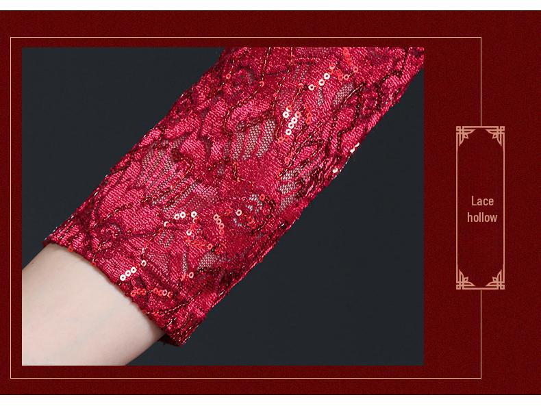 Summer Red Long Cheongsam Dress for Young Mother-in-Law at Wedding Banquet