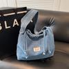Handtasche mit großem Fassungsvermögen, Damen neue Denim-Tasche, modische vielseitige Schultertasche, Tasche mit Kordelzug
