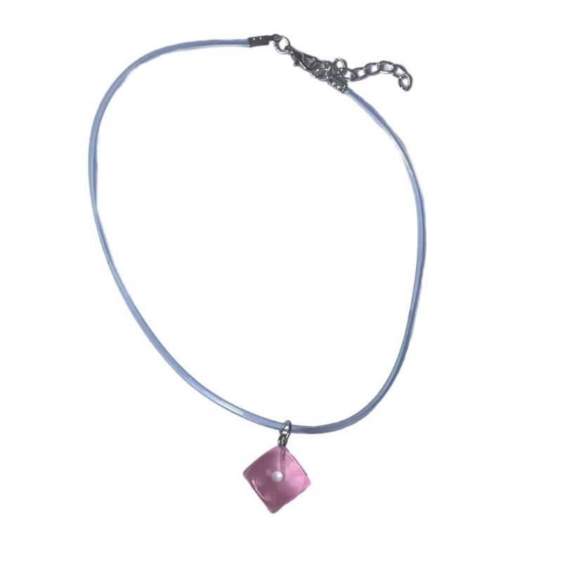 Resin Square Dices Pendant Necklace Party Jewelry Fashion Statement Choker Fashion Simple Adjustable Collar Necklace