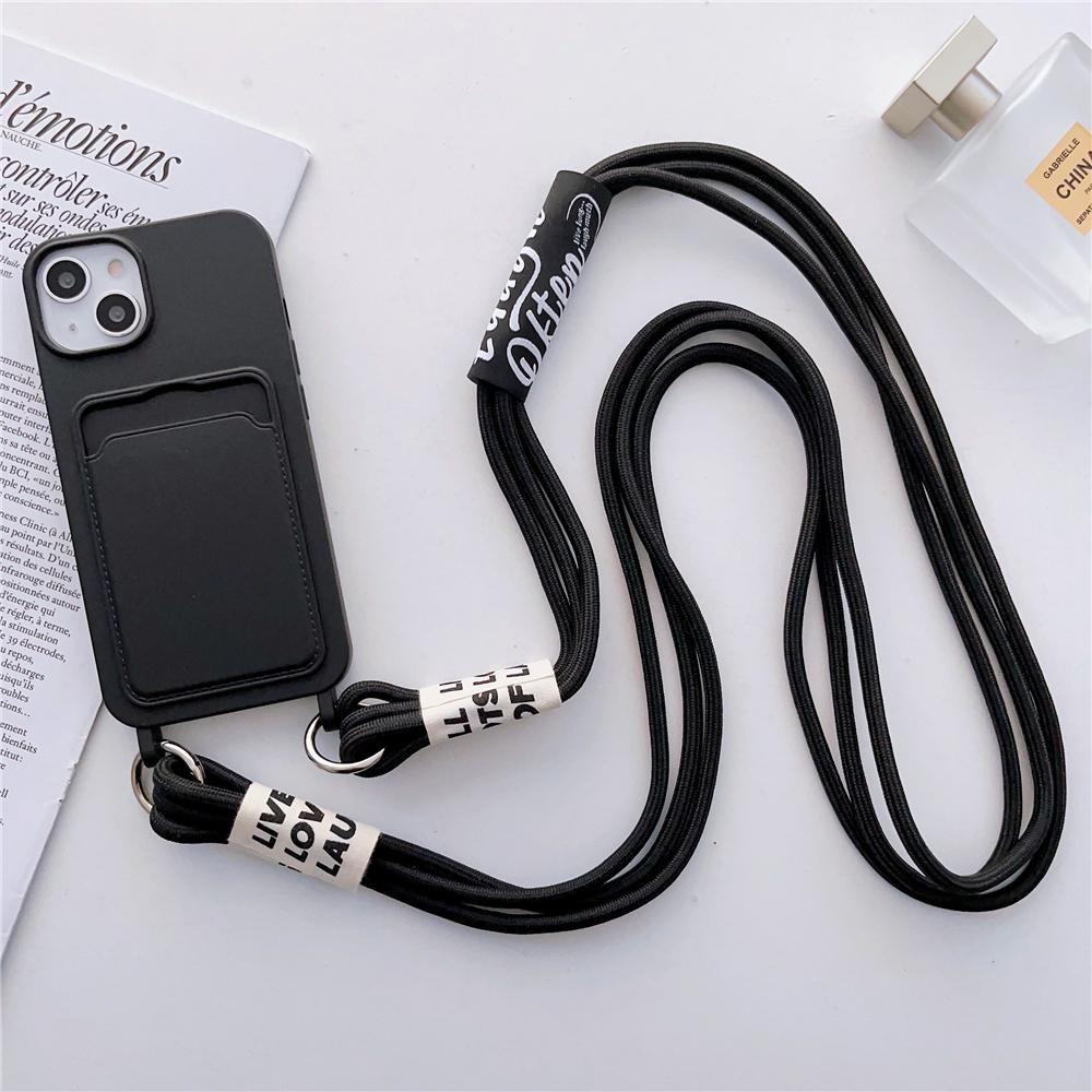 Liquid Silicone Wallet Crossbody Necklace Lanyard Card Holder Case for iPhone 16 15 13 11 12 14 Pro Max X XS 7 8 Plus Soft Cover