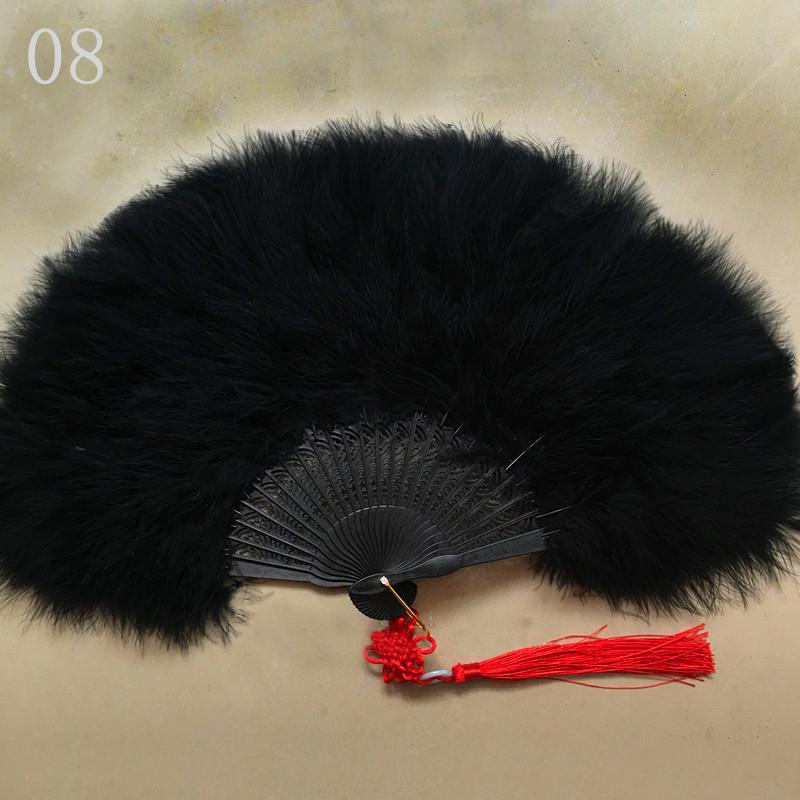 Elegant Folding Fan White Feather Fan for Women Chinese Knot Hand Fan Fairy Girl Dance Wedding Party Decorations