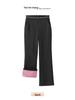 Plus Size Winter Fleece-Lined Silk Flare Pants for Middle-Aged and Elderly Women