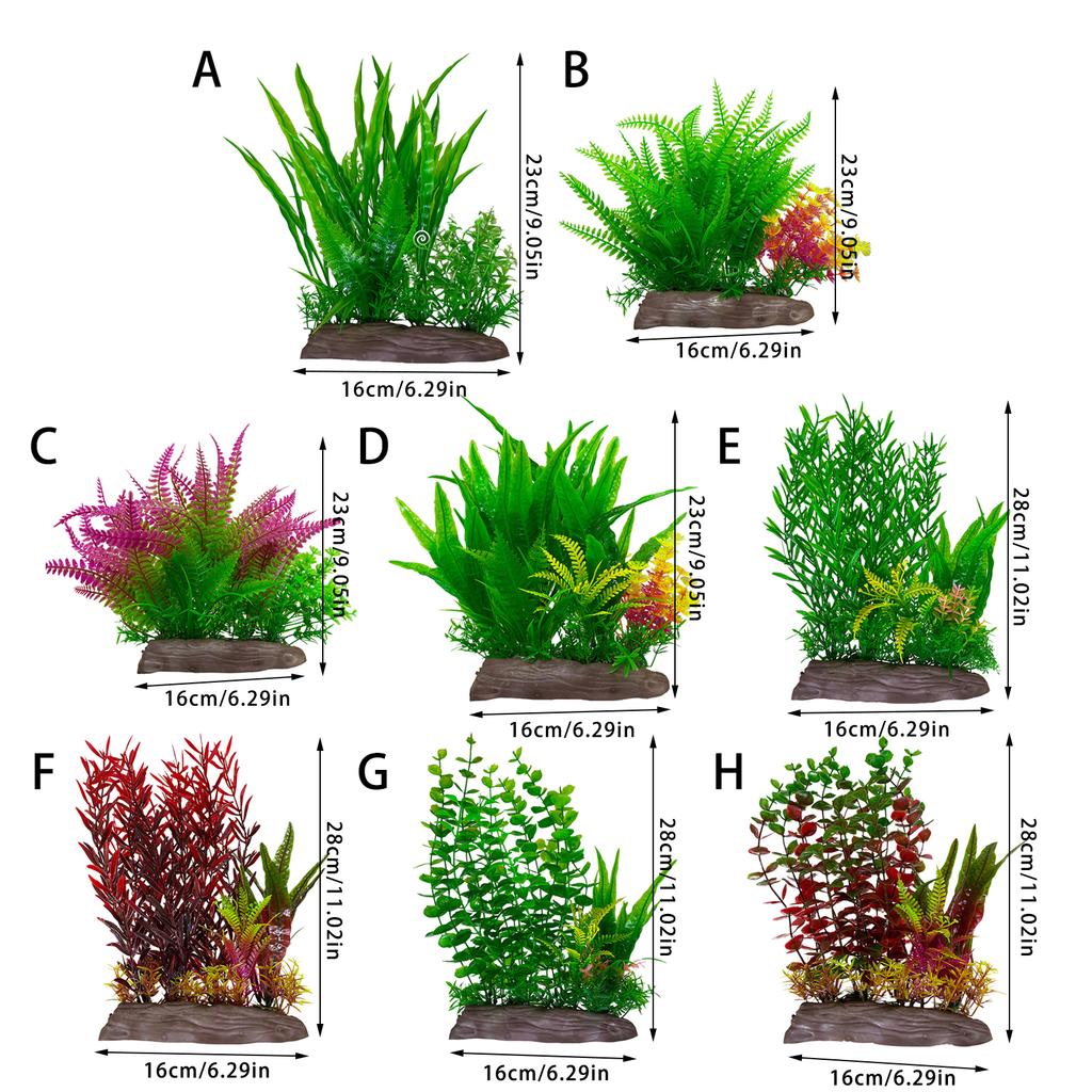 Realistic Artificial Green Plant with Resin Base for Fishtanks Home Office Use Aquariums Underwater Landscape Accessory