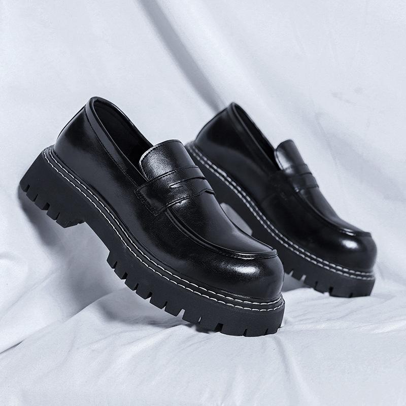 

мужская повседневная обувь из натуральной кожи, слипоны, обувь для вождения, деловая, свадебная, черные, прилив, платформа, лоферы, обувь для джентльмена 270 чёрный