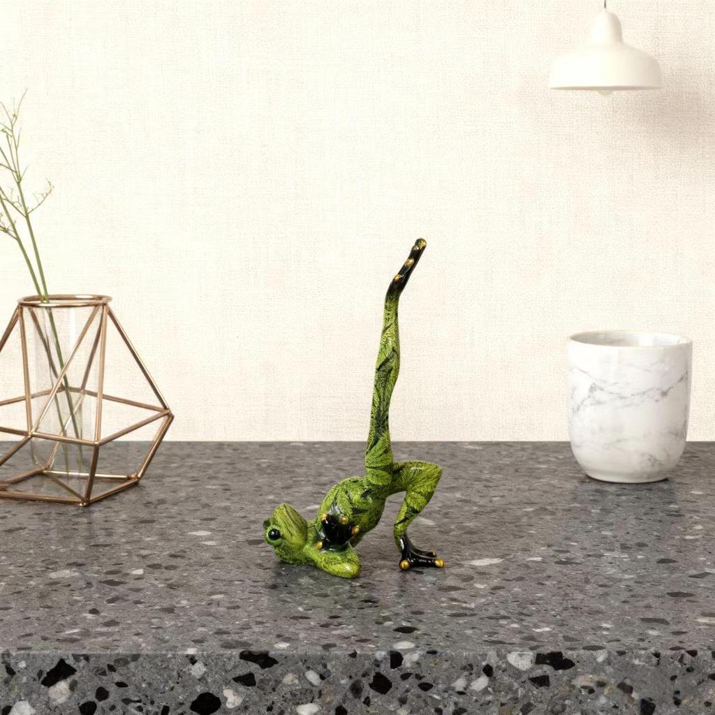 Resin Yoga Frog Ornaments for Office, TV, or Wine Cabinet Decor