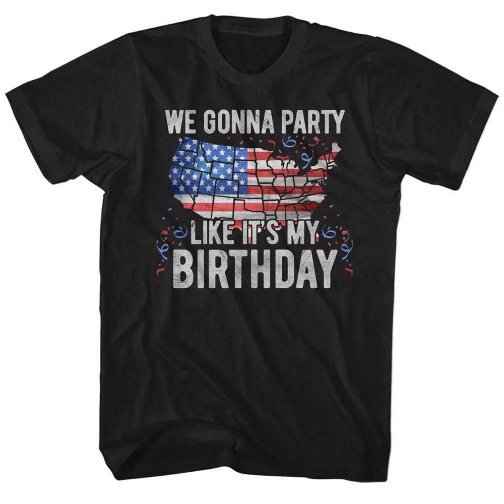 USA Patriotic State Map We Gonna Party Like It's My Birthday Men's T Shirt