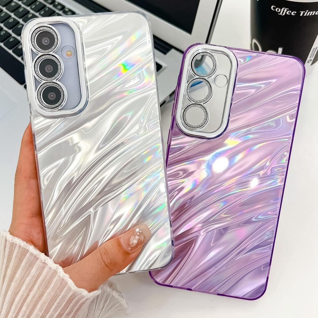 For Samsung Galaxy A55 5G Case IMD Design Shockproof PC+TPU Phone Cover with Glass Lens Film