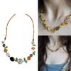 Nature Inspired Floral Bead Necklace Sophisticated Resin Adjustable 45cm Chain Elegant Everyday Accessory