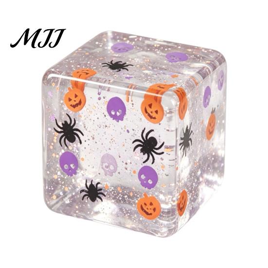 Taschen-Quetschspielzeug Halloween Stresswürfel Sensorisches Spielzeug, Spielzeug mit Kürbis-Schädelmuster Spinnenmuster, Klar Angstlinderung Partygeschenke Langsam