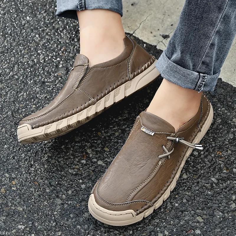 Scarpe Casual da Uomo alla Moda Piatte in Vera Pelle Suola Morbida Mocassini Leggeri Scarpe Formale da Uomo Scarpa Comoda da Camminata da Uomo