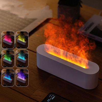 Difuzor de flacără cu simulare colorată, cu plug-in USB, pentru birou, pentru casă, pentru umidificare cu flacără, difuzor