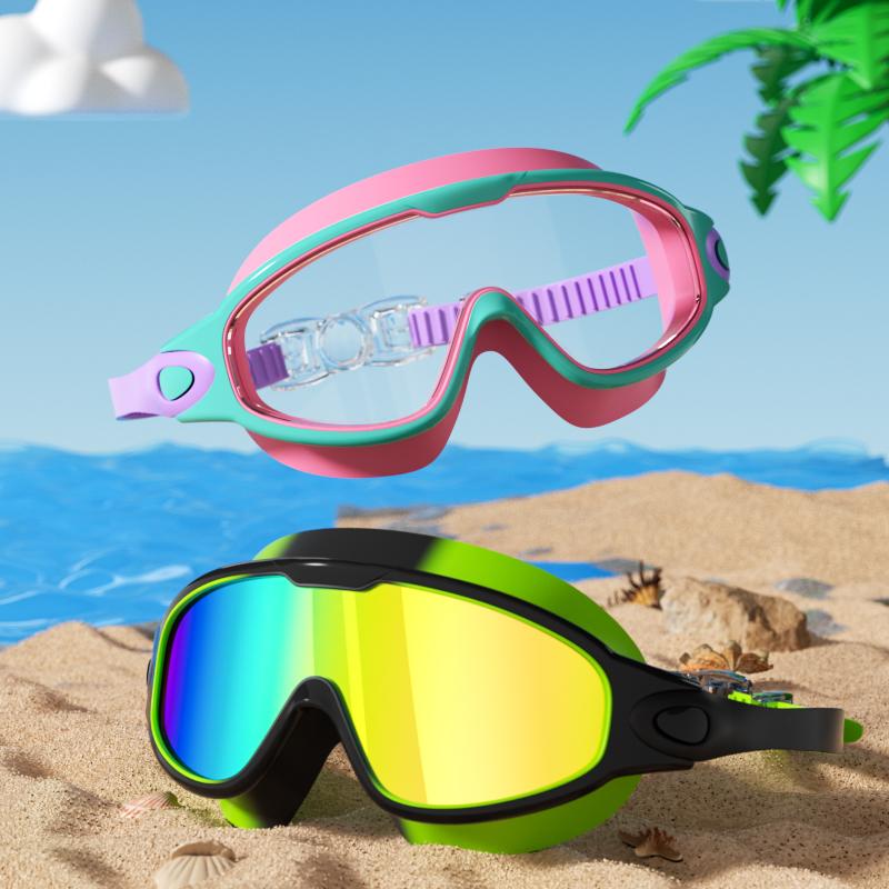 HD Anti-Fog Kids Swim Goggles Waterproof Anti-UV Wide View Swimming Goggles for Boys Girls Age 3-14