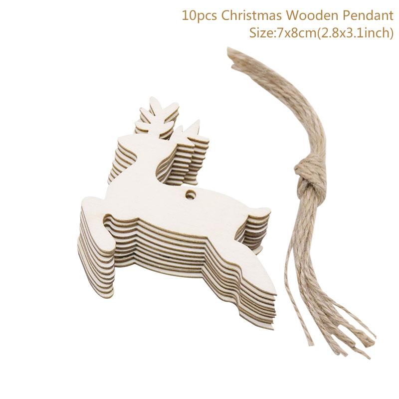 10pcs/lot Wooden Christmas Tree Hanging Ornament Pendants Christmas Decorations For Home Party New Year Navidad Natal Kids Gift