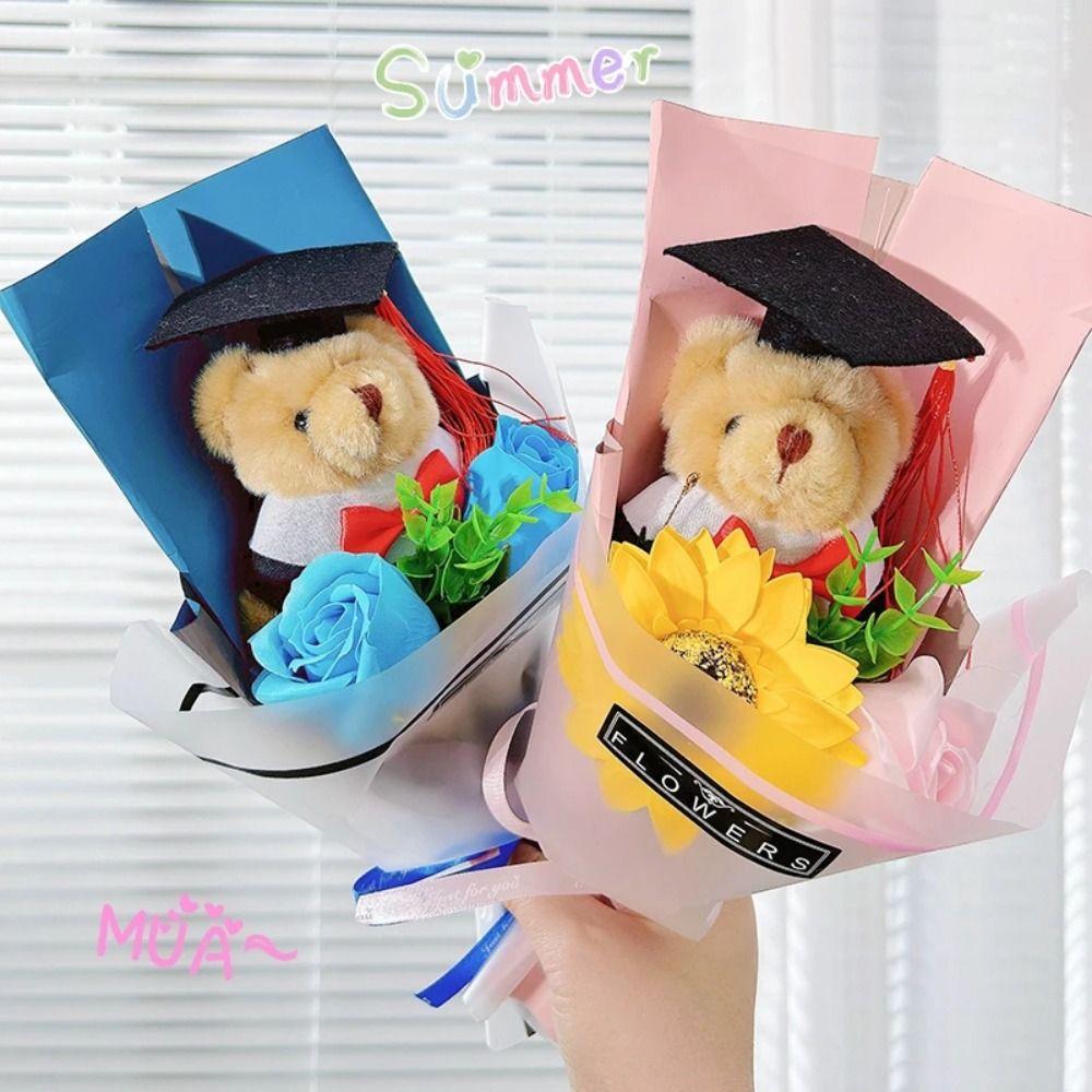 

Stuffed Graduation Bouquet Plush Animal Simulated Rose Bouquet Graduation Gifts Style 3