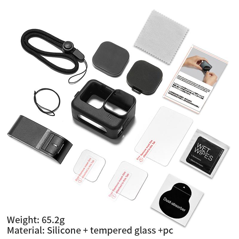

Silicone Case for GoPro Hero 12 11 10 9 Black Tempered Glass Screen Protector Protective Film Lens Cap Cover for Go Pro 13 case