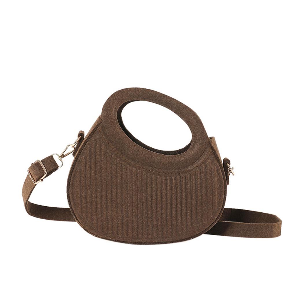 PU Leather Hobos Handbag Half Moon Bag Pleated Shoulder Bag Ins Felt Crossbody Bag Shopping