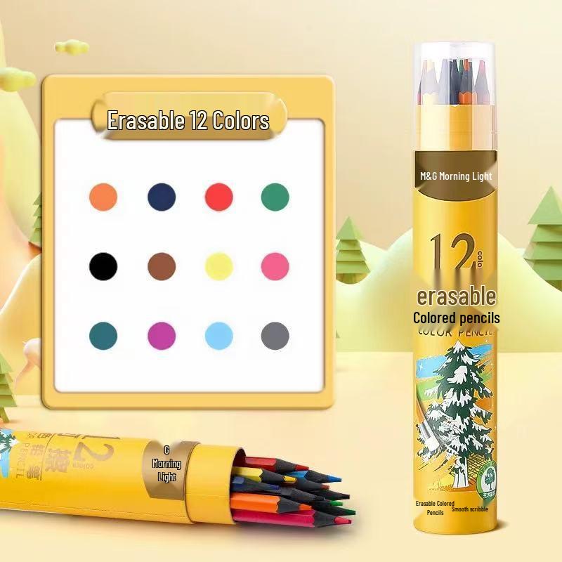 Morning Light Oil-Based & Water-Soluble Colored Pencils – 24 Erasable and 36 Hand-Painted Shades for Students